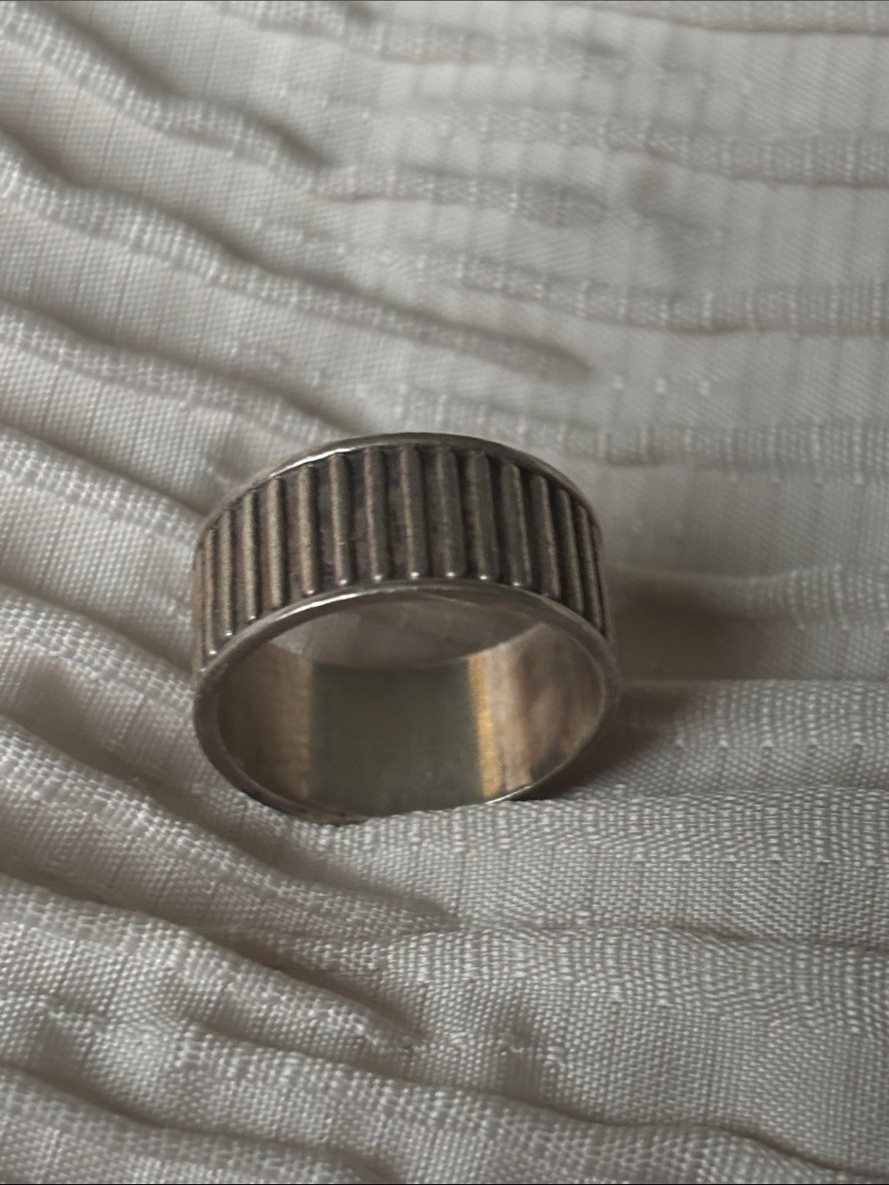 .925 Sterling COLUMNAR BAND RING Vertical Lines real solid Silver Fine Jewelry